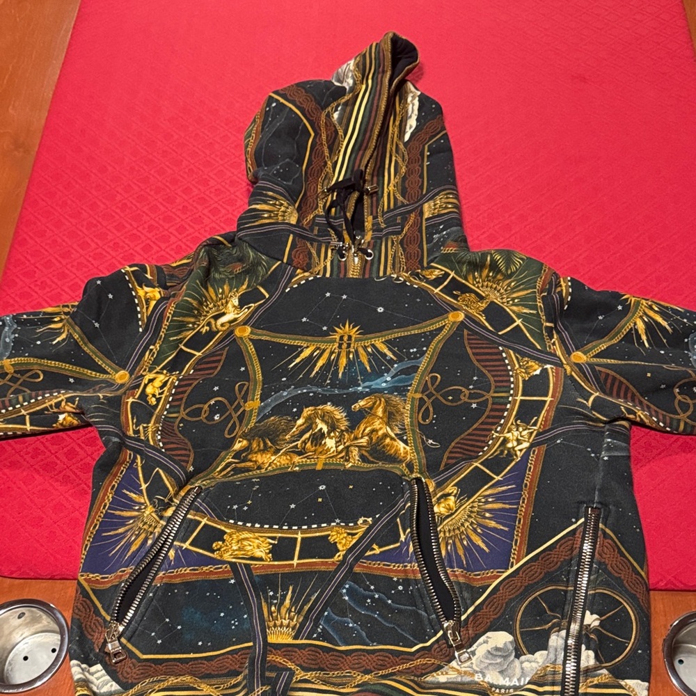 Balmain Jacket with Black and Gold Cosmic Design
